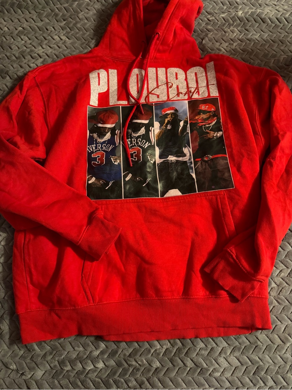 Red Graphic Hoodie with 'Playboi' Front Print